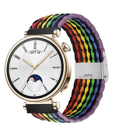 Sneezy Huawei Watch GT 4 41mm İle Uyumlu 18mm Metal Klips Solo Fiberlink Örgü Kordon