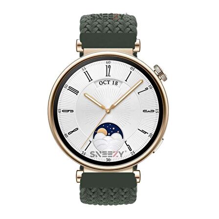 Sneezy Huawei Watch GT 4 41mm İle Uyumlu 18mm Metal Klips Solo Fiberlink Örgü Kordon