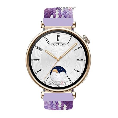 Sneezy Huawei Watch GT 4 41mm İle Uyumlu 18mm Metal Klips Solo Fiberlink Örgü Kordon