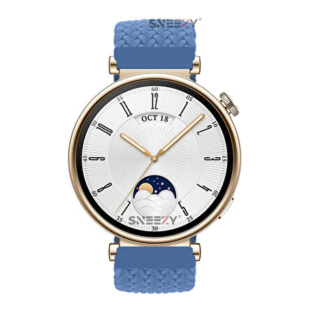 Sneezy Huawei Watch GT 4 41mm İle Uyumlu 18mm Metal Klips Solo Fiberlink Örgü Kordon