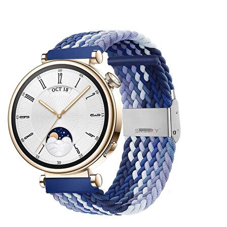 Sneezy Huawei Watch GT 4 41mm İle Uyumlu 18mm Metal Klips Solo Fiberlink Örgü Kordon