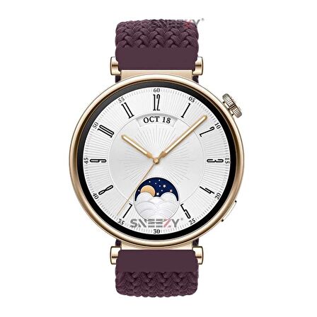 Sneezy Huawei Watch GT 4 41mm İle Uyumlu 18mm Metal Klips Solo Fiberlink Örgü Kordon