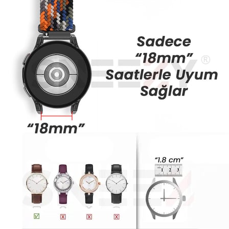 Sneezy Huawei Watch GT 4 41mm İle Uyumlu 18mm Metal Klips Solo Fiberlink Örgü Kordon