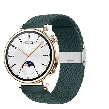 Sneezy Huawei Watch GT 4 41mm İle Uyumlu 18mm Metal Klips Solo Fiberlink Örgü Kordon