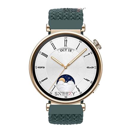 Sneezy Huawei Watch GT 4 41mm İle Uyumlu 18mm Metal Klips Solo Fiberlink Örgü Kordon