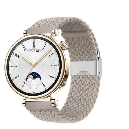 Sneezy Huawei Watch GT 4 41mm İle Uyumlu 18mm Metal Klips Solo Fiberlink Örgü Kordon