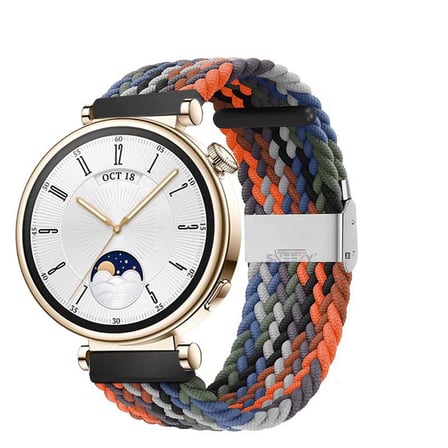 Sneezy Huawei Watch GT 4 41mm İle Uyumlu 18mm Metal Klips Solo Fiberlink Örgü Kordon
