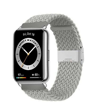 Sneezy Huawei Watch Fit 2 İle Uyumlu Metal Klips Solo Fiberlink Örgü Kordon