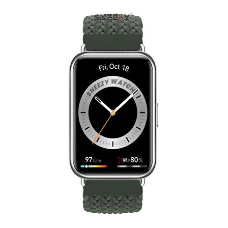 Sneezy Huawei Watch Fit 2 İle Uyumlu Metal Klips Solo Fiberlink Örgü Kordon