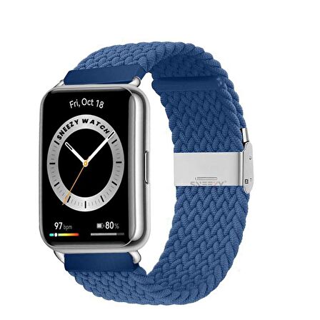 Sneezy Huawei Watch Fit 2 İle Uyumlu Metal Klips Solo Fiberlink Örgü Kordon