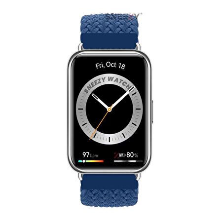 Sneezy Huawei Watch Fit 2 İle Uyumlu Metal Klips Solo Fiberlink Örgü Kordon