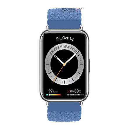 Sneezy Huawei Watch Fit 2 İle Uyumlu Metal Klips Solo Fiberlink Örgü Kordon