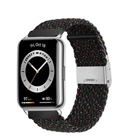 Sneezy Huawei Watch Fit 2 İle Uyumlu Metal Klips Solo Fiberlink Örgü Kordon