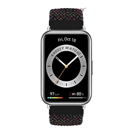 Sneezy Huawei Watch Fit 2 İle Uyumlu Metal Klips Solo Fiberlink Örgü Kordon