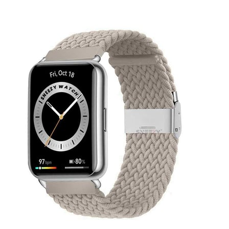 Sneezy Huawei Watch Fit 2 İle Uyumlu Metal Klips Solo Fiberlink Örgü Kordon