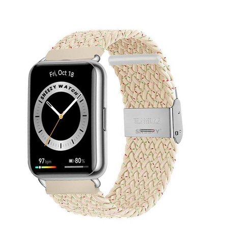 Sneezy Huawei Watch Fit 2 İle Uyumlu Metal Klips Solo Fiberlink Örgü Kordon
