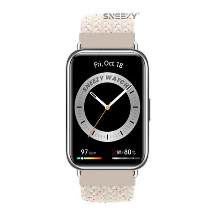 Sneezy Huawei Watch Fit 2 İle Uyumlu Metal Klips Solo Fiberlink Örgü Kordon