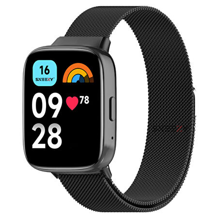 Sneezy Redmi Watch 3 Active İle Uyumlu Metal Hasır Kordon Woven Wire Metal Tasarım Kordon