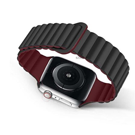 Apple Watch 49mm Seri 8 Ultra Uyumlu Harmony Duo Magnetik Silikon Kordon