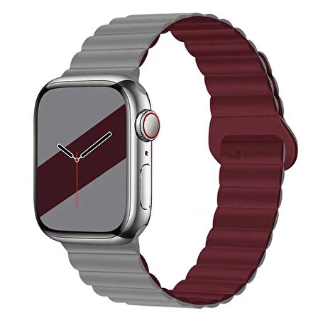 Apple Watch 49mm Seri 8 Ultra Uyumlu Harmony Duo Magnetik Silikon Kordon