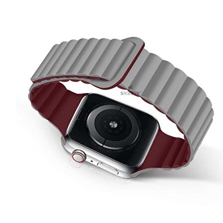 Apple Watch 49mm Seri 8 Ultra Uyumlu Harmony Duo Magnetik Silikon Kordon