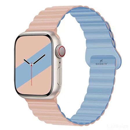 Apple Watch 49mm Seri 8 Ultra Uyumlu Harmony Duo Magnetik Silikon Kordon