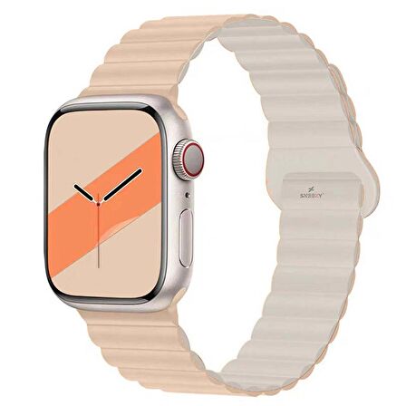Apple Watch 49mm Seri 8 Ultra Uyumlu Harmony Duo Magnetik Silikon Kordon