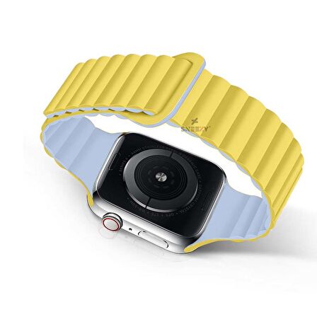 Apple Watch 49mm Seri 8 Ultra Uyumlu Harmony Duo Magnetik Silikon Kordon