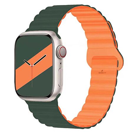 Apple Watch 49mm Seri 8 Ultra Uyumlu Harmony Duo Magnetik Silikon Kordon