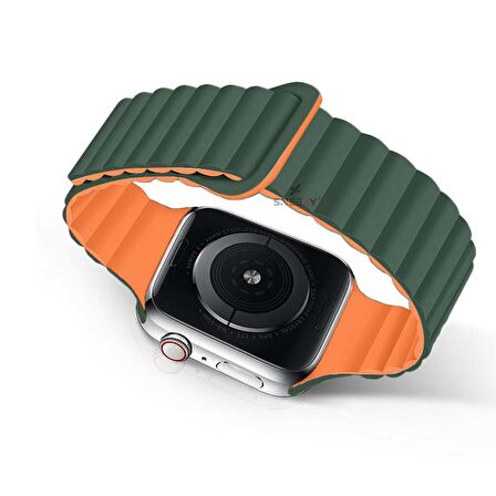 Apple Watch 49mm Seri 8 Ultra Uyumlu Harmony Duo Magnetik Silikon Kordon