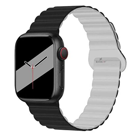 Apple Watch 49mm Seri 8 Ultra Uyumlu Harmony Duo Magnetik Silikon Kordon
