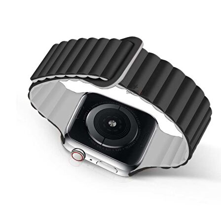 Apple Watch 49mm Seri 8 Ultra Uyumlu Harmony Duo Magnetik Silikon Kordon