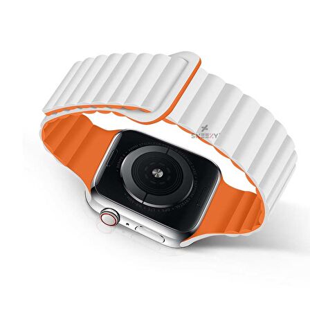 Apple Watch 49mm Seri 8 Ultra Uyumlu Harmony Duo Magnetik Silikon Kordon