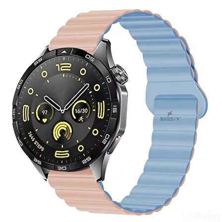 Huawei Watch GT Runner-Sport 46mm- GT2 E 22mm Uyumlu Harmony Duo Magnetik Silikon Kordon