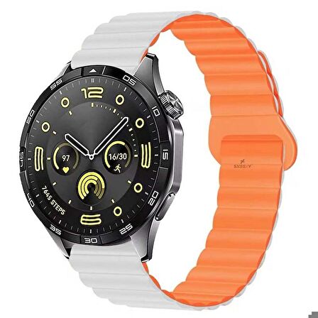 Huawei Watch GT Runner-Sport 46mm- GT2 E 22mm Uyumlu Harmony Duo Magnetik Silikon Kordon