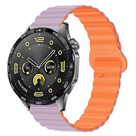 Huawei Watch 3 Elite-Classic 46mm-Watch 3 Pro-Elite 22mm Uyumlu Harmony Duo Magnetik Silikon Kordon