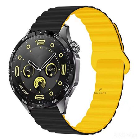 Sneezy Huawei Watch GT4 46mm İle Uyumlu 22mm Harmony Duo Magnetik Silikon Kordon