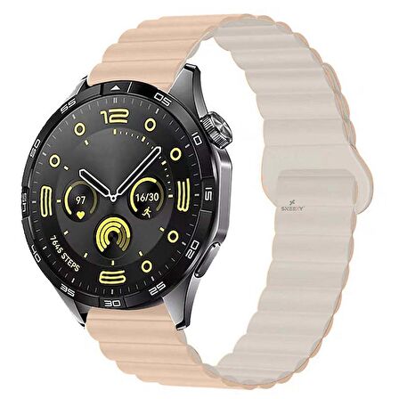 Sneezy Huawei Watch GT4 46mm İle Uyumlu 22mm Harmony Duo Magnetik Silikon Kordon