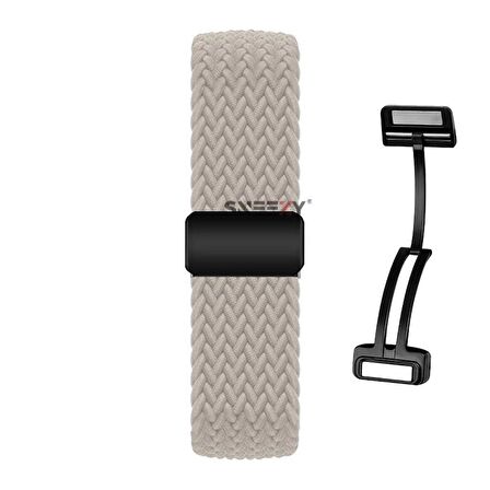 Sneezy Huawei Watch GT 4 41mm İle Uyumlu 18mm FiberLink Manyetik Tokalı Örgü Kordon