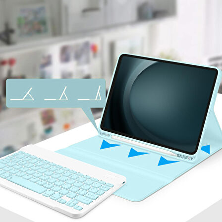 Apple iPad Air 5.Nesil 10.9 İnç 2022 Uyumlu StyleTech Bluetooth Klavyeli Çok Yönlü Kılıf