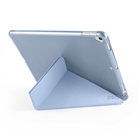 Apple iPad 9.Nesil 10.2 İnç 2021 Uyumlu Üçgen Katlanabilir Kalemlikli Standlı Akıllı Kılıf