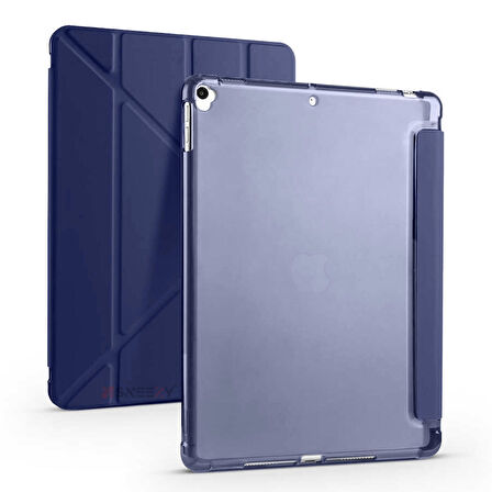 Apple iPad Pro 10.5 / Air 10.5 İnç Uyumlu Üçgen Katlanabilir Kalemlikli Standlı Akıllı Kılıf