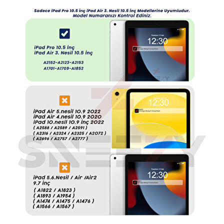 Apple iPad Pro 10.5 / Air 10.5 İnç Uyumlu Üçgen Katlanabilir Kalemlikli Standlı Akıllı Kılıf