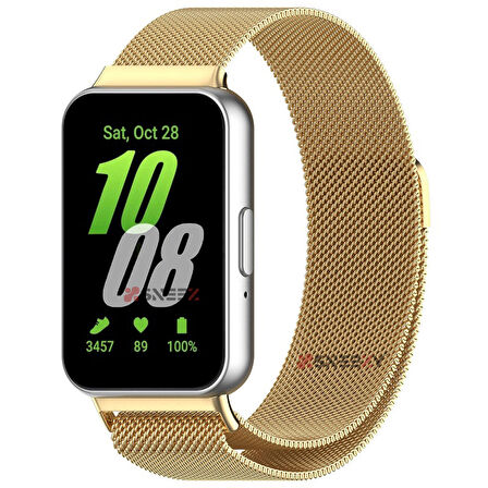 Sneezy Samsung Galaxy Fit 3 İle Uyumlu Woven Wire Tasarım Metal Hasır Kordon