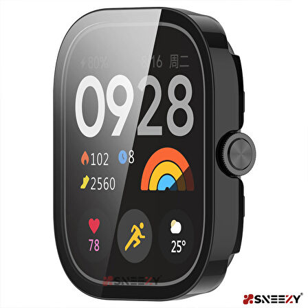 Sneezy Xiaomi Redmi Watch 4 Uyumlu PC Sert Kasa Ve Ekran Koruyucu
