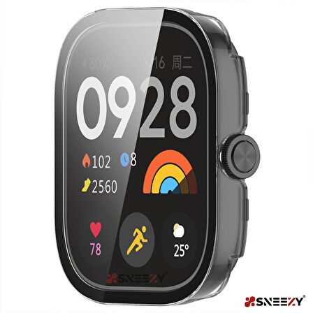 Sneezy Xiaomi Redmi Watch 4 Uyumlu PC Sert Kasa Ve Ekran Koruyucu