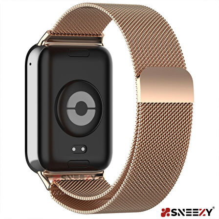 Sneezy Xiaomi Mi Band 8 Pro Uyumlu Woven Wire Tasarım Metal Hasır Kordon