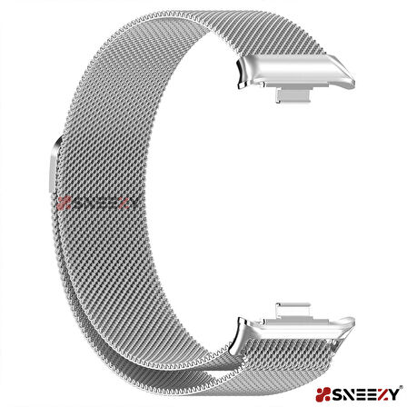 Sneezy Xiaomi Redmi Watch 4 Uyumlu Woven Wire Tasarım Metal Hasır Kordon