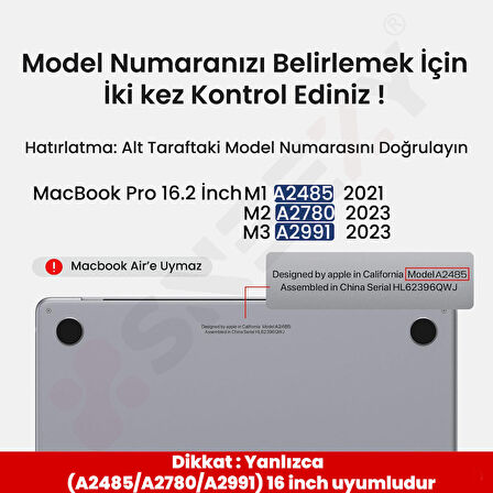 MacBook Pro 16.2 İnç Kılıf M1-M2-M3 A2485-A2780-A2991 için Dayanıklı Koruyucu Mat Plastik Sert Kılıf