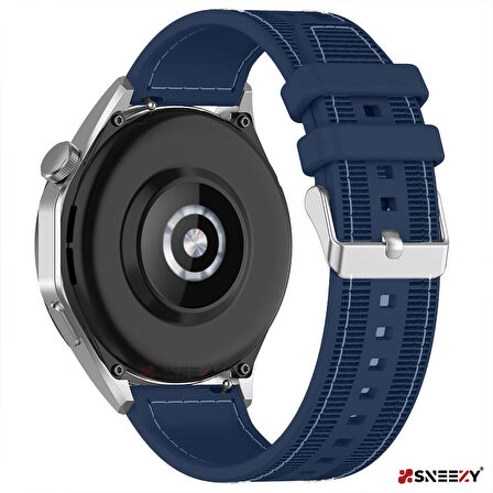 Sneezy Huawei Watch Gt4 46mm İle Uyumlu 22mm Dikiş Desenli Dokuma Silikon Kordon